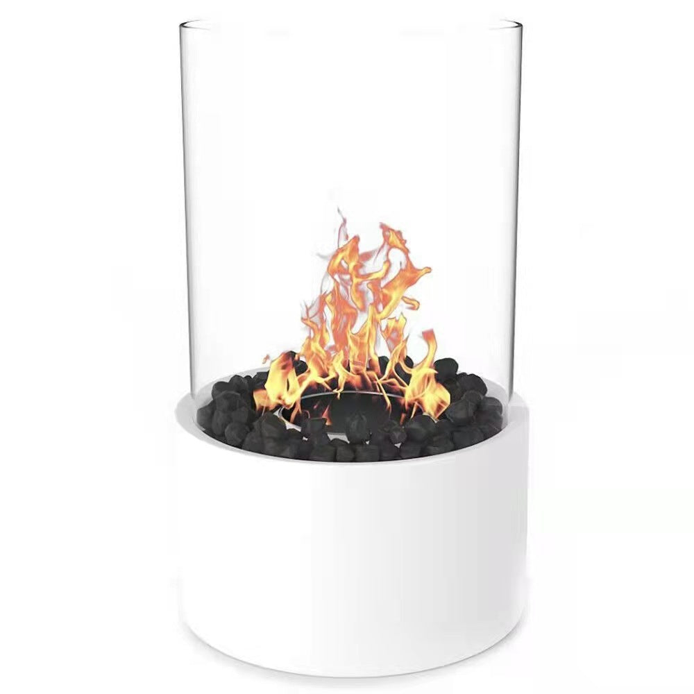 Alcohol Fireplace Small Portable Stove Desktop Cylindrical White 0 - Tophatter Daily Deals