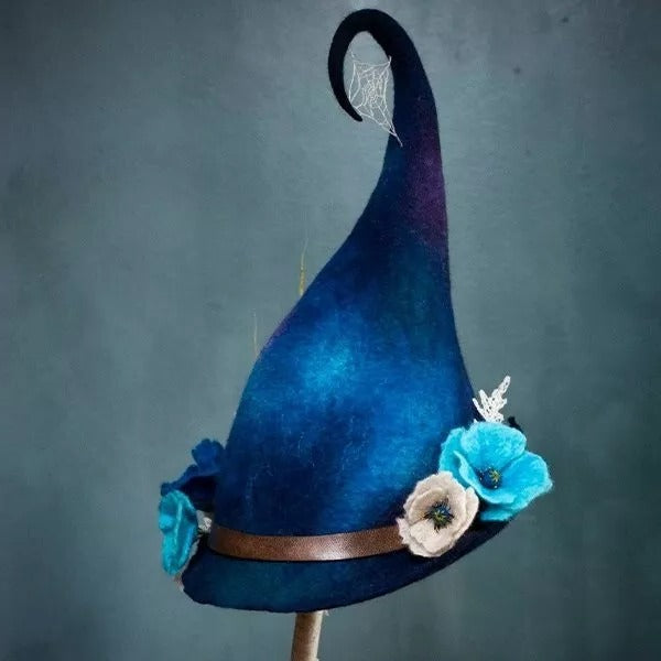Witch Hat Felt Merino Handmade Halloween 2025 Costume Blue - Tophatter Daily Deals