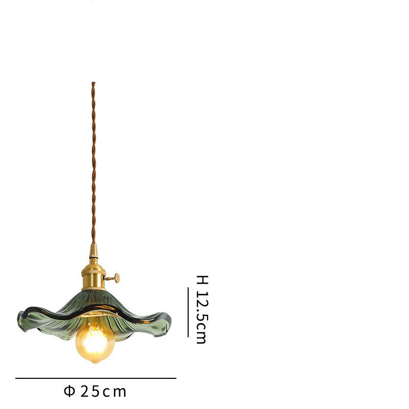 Brass Nordic Japanese Style Simple Niche Glass Chandelier Green pure copper 4WLED warm light 0 - Tophatter Daily Deals