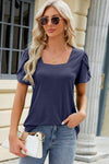 Square Neck Short Sleeve T-Shirt Navy Women's T-Shirts - Tophatter Daily Deals