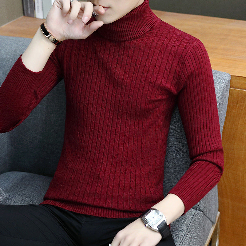Fitted Men’s Turtleneck Sweater - Slim Fit Cotton Blend Wine Red 3D Changing Face Moving Picture Frame - Tophatter Daily Deals