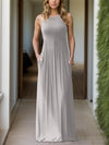 Full Size Grecian Neck Dress with Pockets - Tophatter Deals
