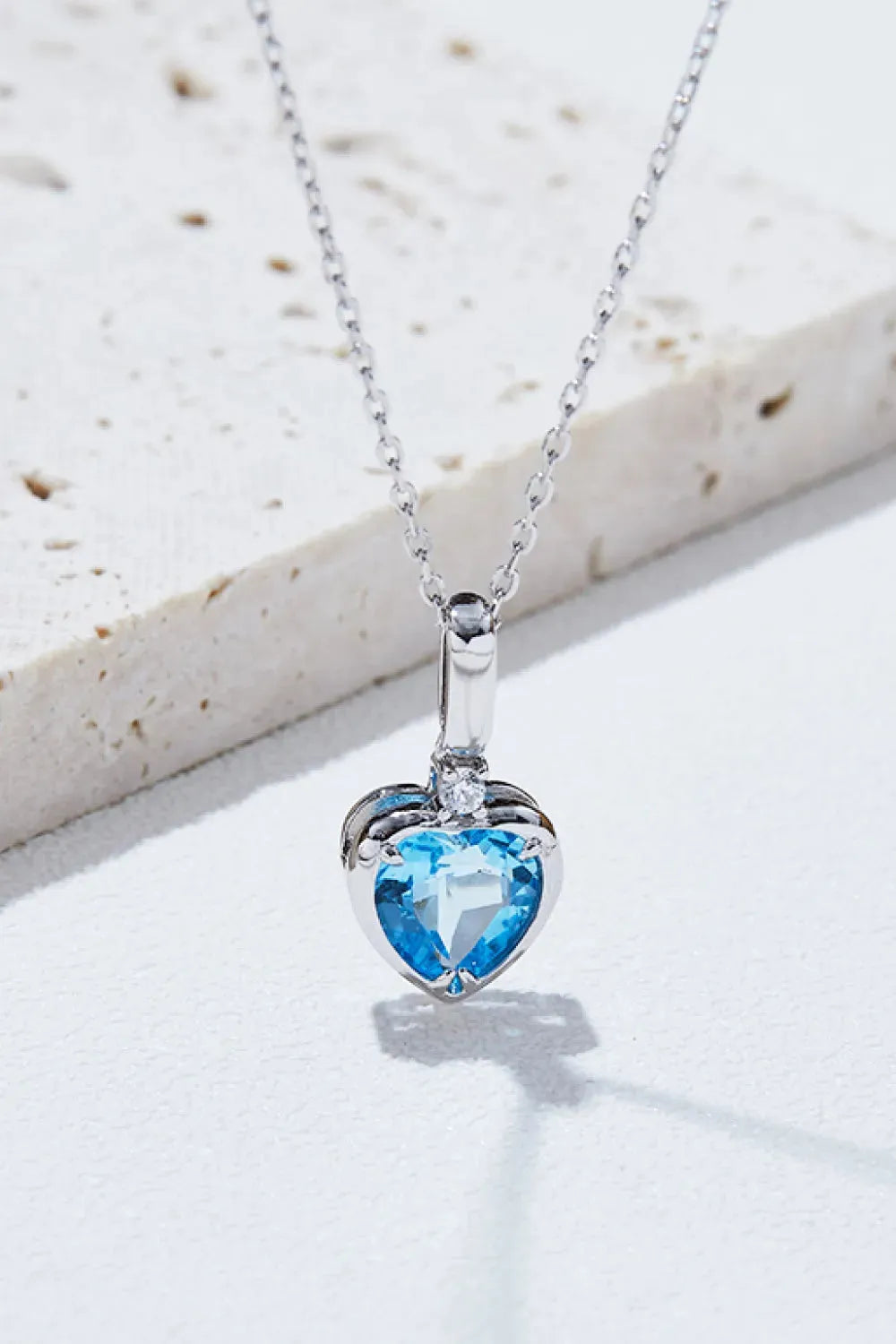 Topaz Heart Pendant Necklace Sky Blue One Size Necklaces - Tophatter Daily Deals
