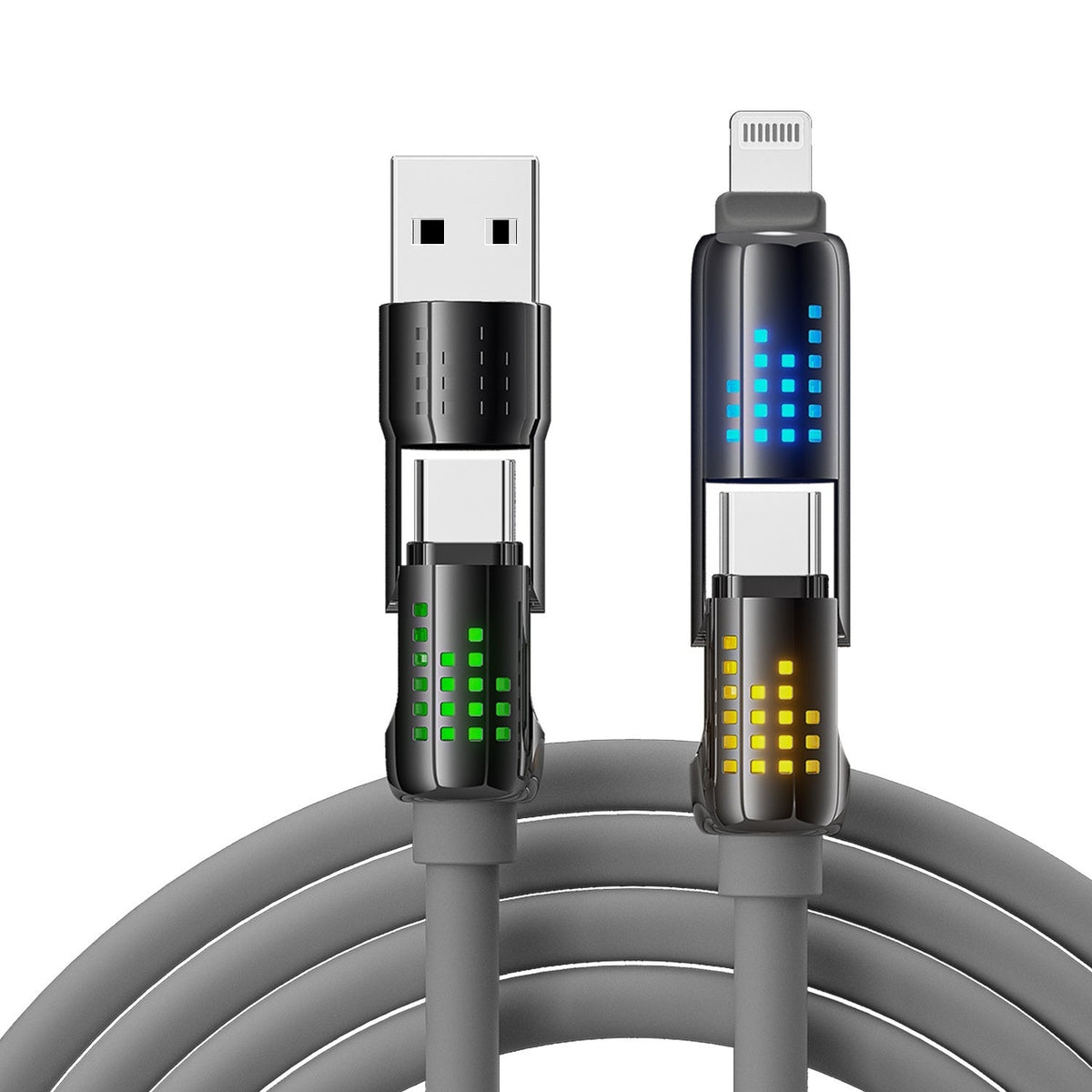 12m Lengthened Super Soft Liquid Four-in-one For Android Fast Charge Data Cable Dark Gray Usb 0 - Tophatter Daily Deals