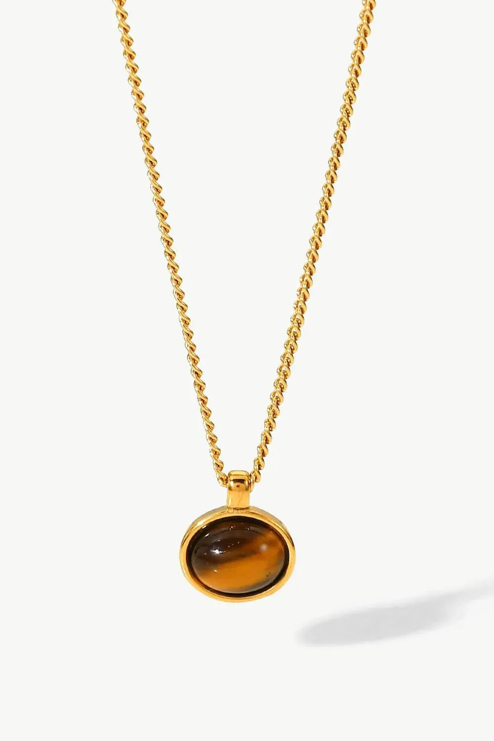 Natural Stone Geometric Pendant Necklace Brown One Size Necklaces - Tophatter Daily Deals