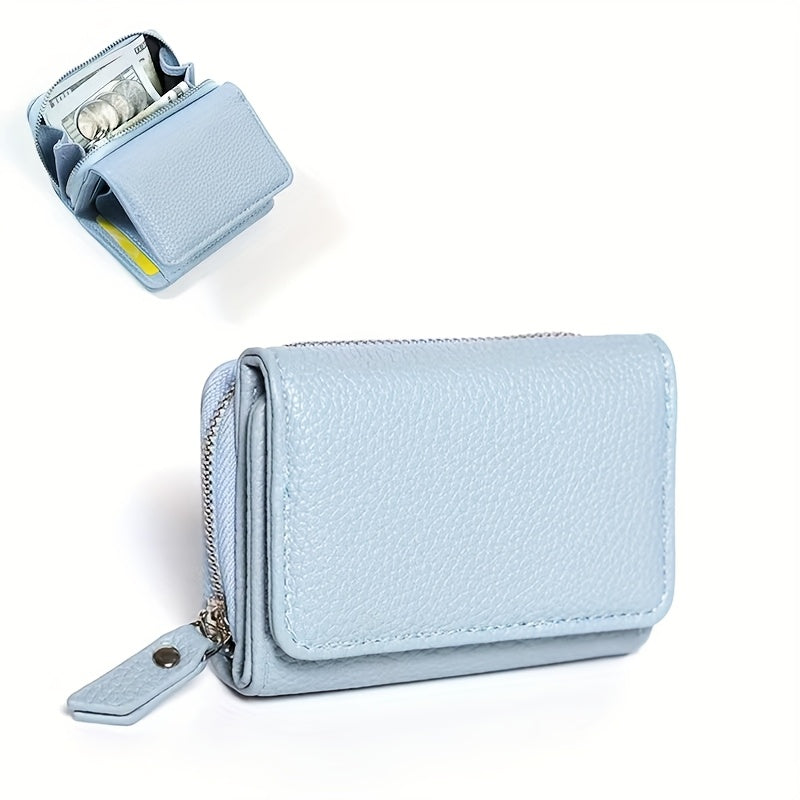 Small Pebbled Leather Trifold Wallet with Zip Coin Pocket Handbags & Wallets - Tophatter Daily Deals