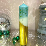The Colour Emporium Crushed Emerald Hand-dipped Christmas Advent Pillar Candle Advent Candle - Tophatter Daily Deals