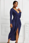 High-low Ruched Surplice Long Sleeve Dress Cocktail Dresses - Tophatter Daily Deals