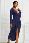 High-low Ruched Surplice Long Sleeve Dress - Tophatter Deals