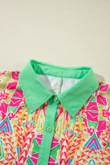 Printed Button Up Short Sleeve Mini Dress Casual Dresses - Tophatter Daily Deals