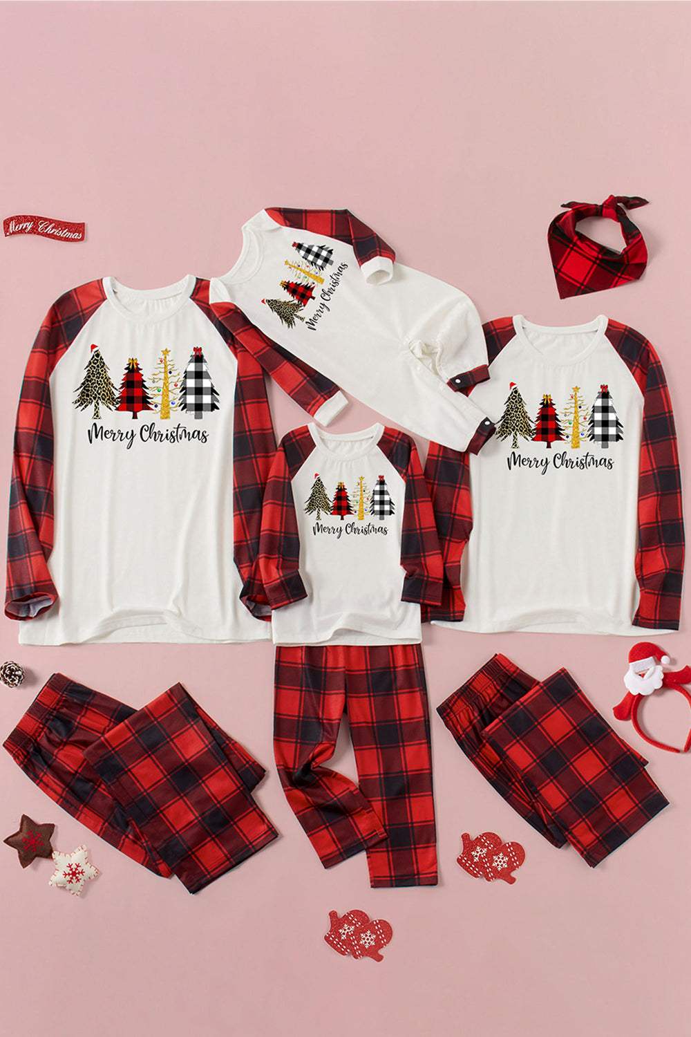 MERRY CHRISTMAS Graphic Top and Plaid Pants Set Red Loungewear Sets - Tophatter Daily Deals