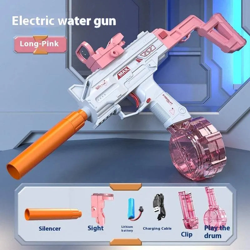 Tophatter's™ Electric UZI Water Gun Pink Long Water Guns - Tophatter Daily Deals