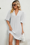 Notched Flounce Sleeve Mini Dress Casual Dresses - Tophatter Daily Deals