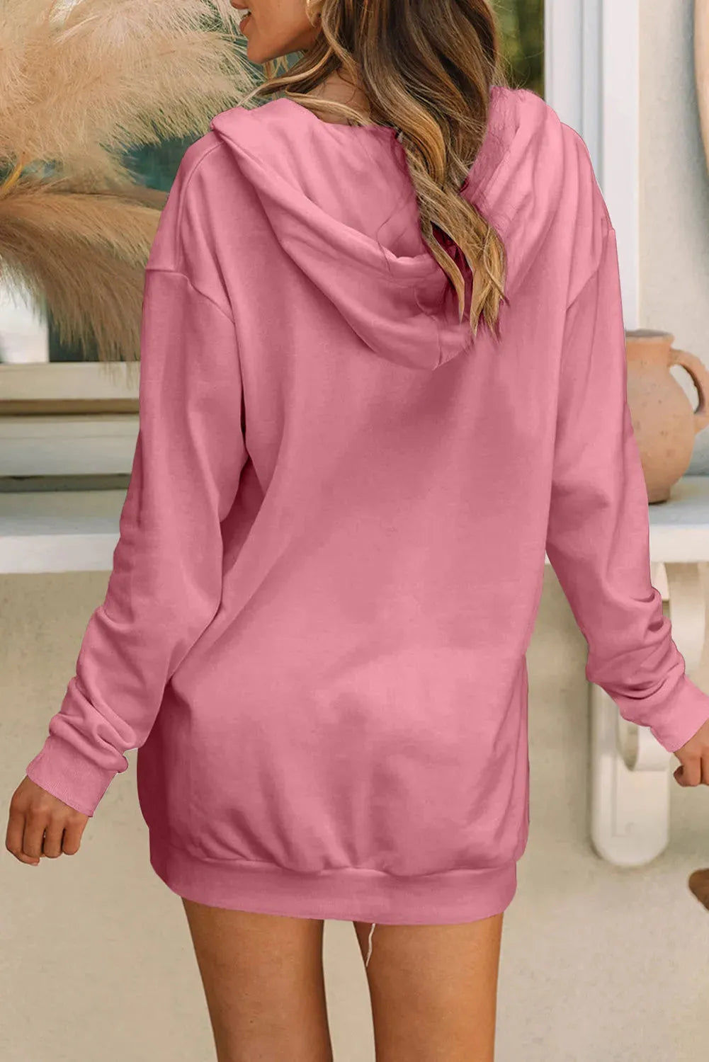 Drawstring Half Zip Hooded Dress Casual Dresses - Tophatter Daily Deals
