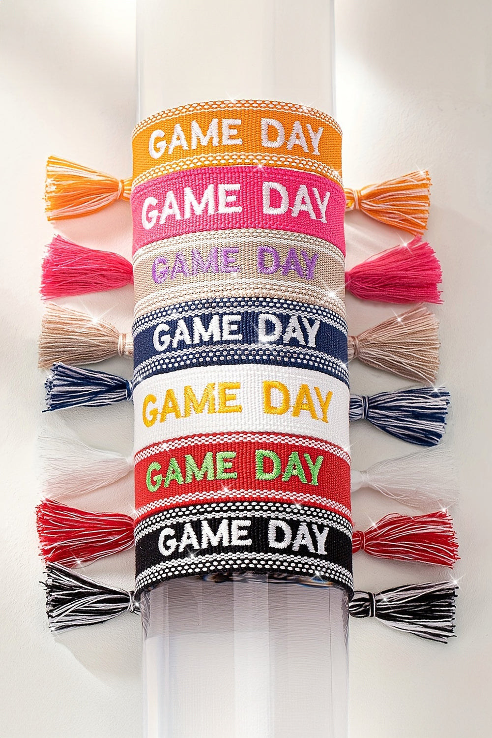 Ginger GAME DAY Embroidered Woven Tassel Decor Bracelet Bracelets - Tophatter Daily Deals