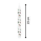 Robins & Rosehips Dinner Candle | Tall Unscented Taper Christmas Candle - 23cm Candle - Tophatter Daily Deals