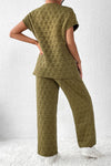 Short Sleeve Top and Pocketed Pants Lounge Set Loungewear Sets - Tophatter Daily Deals