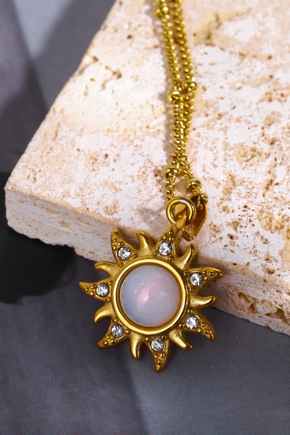 Opal Sun Pendant Stainless Steel Necklace Necklaces - Tophatter Daily Deals