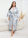 Plus Size Tie Waist Robe Misty Blue Sleep Dresses - Tophatter Daily Deals