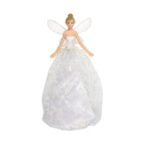 White Angel Christmas Tree Topper | Iridescent Fairy Angel Tree Ornament - 19cm Tree Decoration - Tophatter Daily Deals