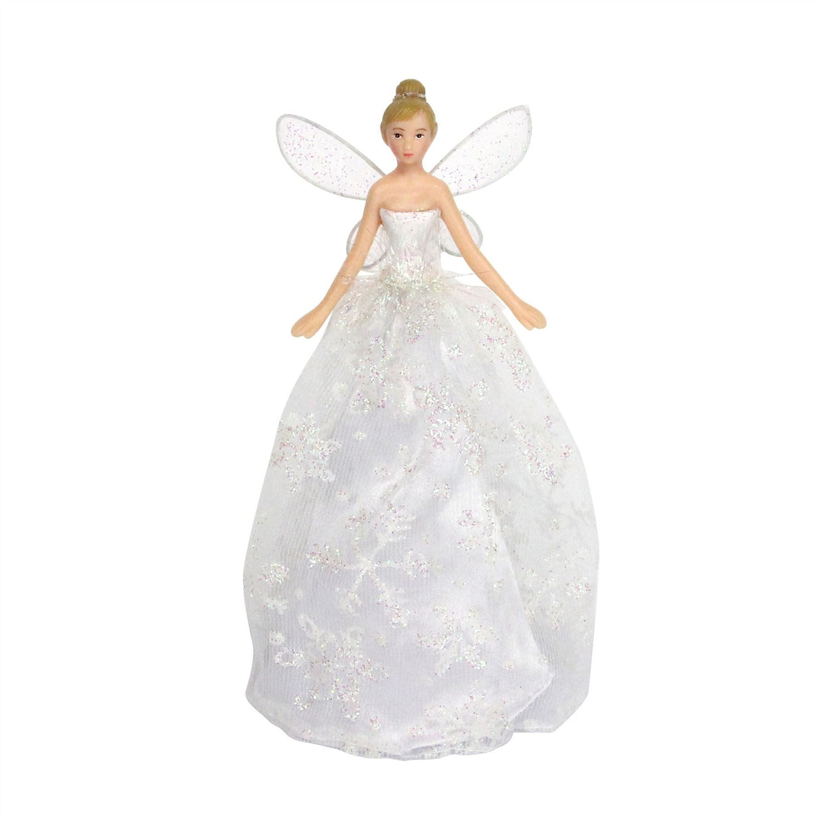 White Angel Christmas Tree Topper | Iridescent Fairy Angel Tree Ornament - 19cm Tree Decoration - Tophatter Daily Deals