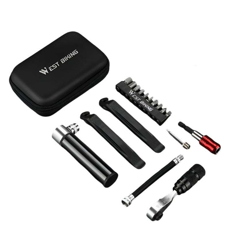 Bike Repair Tool Kit with Pump and Bag Bicycle Accessories - Tophatter Daily Deals