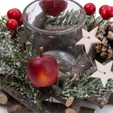 Traditional Pinecone & Berries Wooden Christmas Wreath Tealight Candle Holder Candle Holder - Tophatter Daily Deals