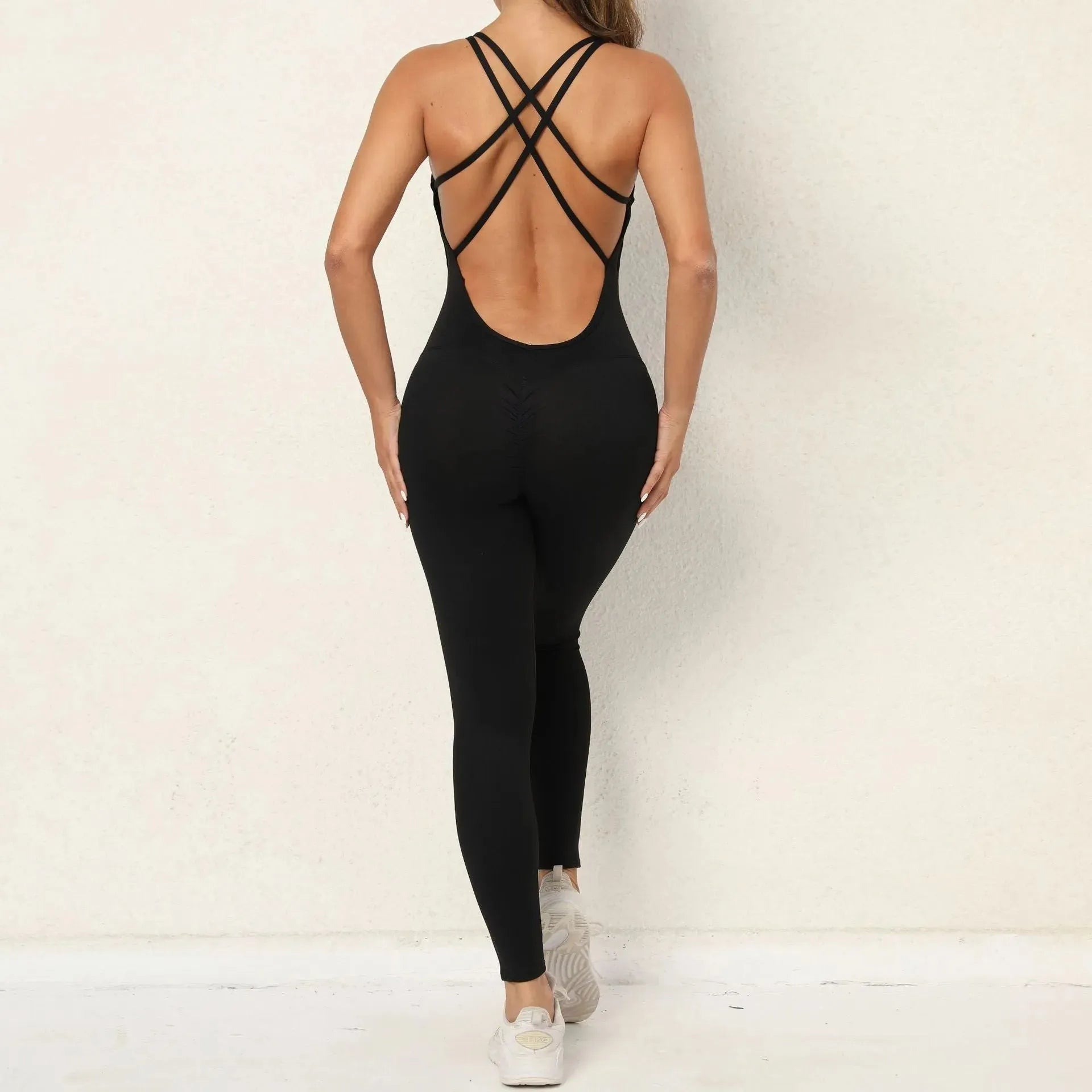 Yoga Jumpsuit With Cross-strap Back Design Quick-drying Tight-fitting Running Sports Fitness Pants Fashion Seamless Leggings For Womens Clothing Black Bluetooth Speaker Lamp - Tophatter Daily Deals