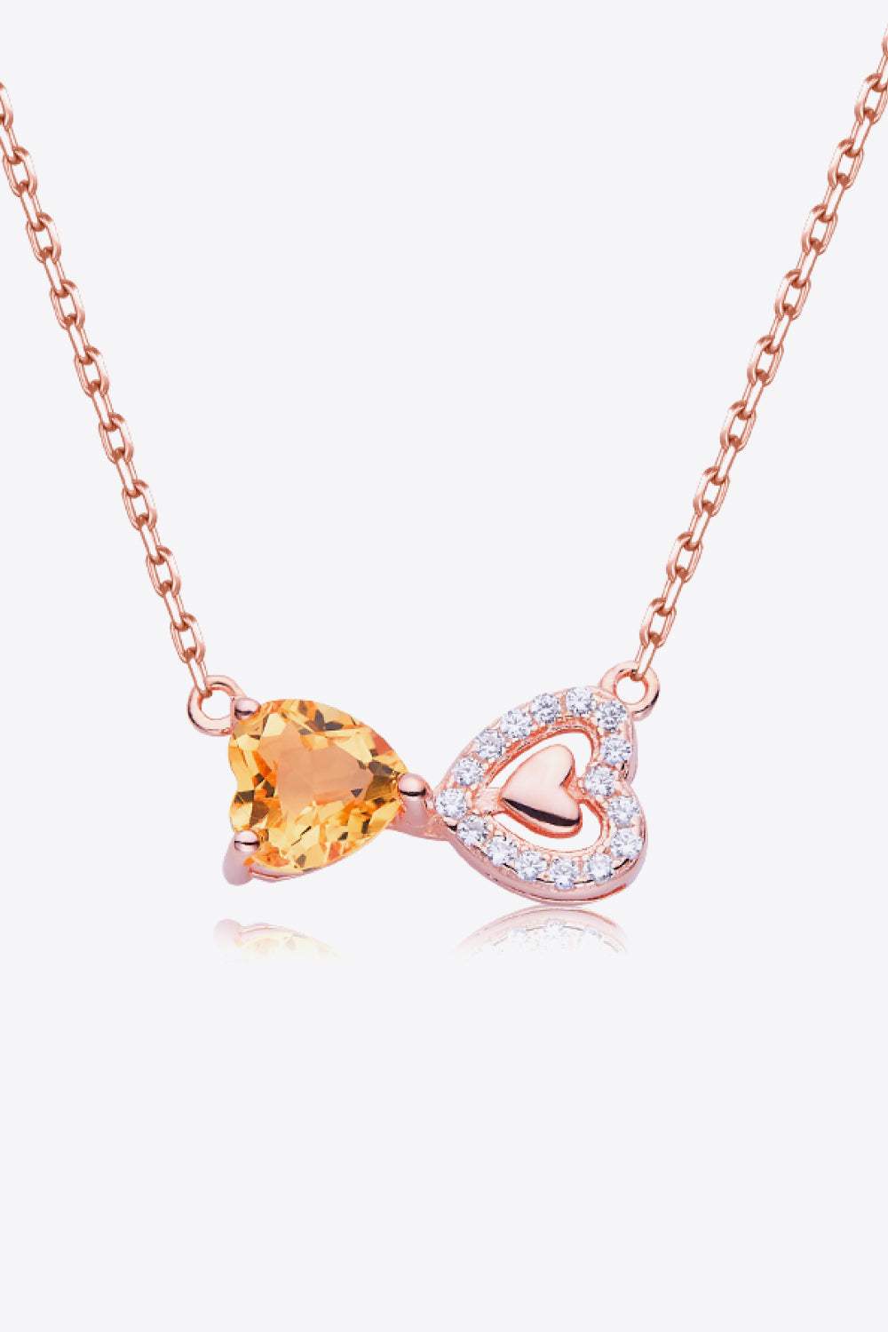 Citrine Heart 925 Sterling Silver Necklace Rose Gold One Size Necklaces - Tophatter Daily Deals