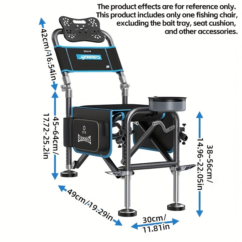 Portable Fishing Chair Adjustable Foldable Black Iron Outdoor > Fishing - Tophatter Daily Deals