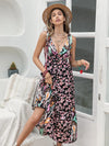 Printed Plunge Sleeveless Midi Dress Casual Dresses - Tophatter Daily Deals