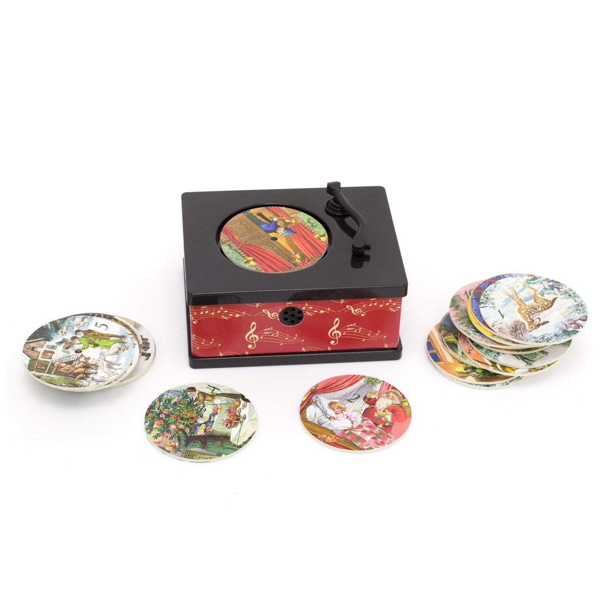 Vintage Style Mini Gramophone Musical Advent Calendar | Christmas Music Box Christmas Advent Calendar | 24 Christmas Carols Songs Phonograph Advent Calendar - Tophatter Daily Deals