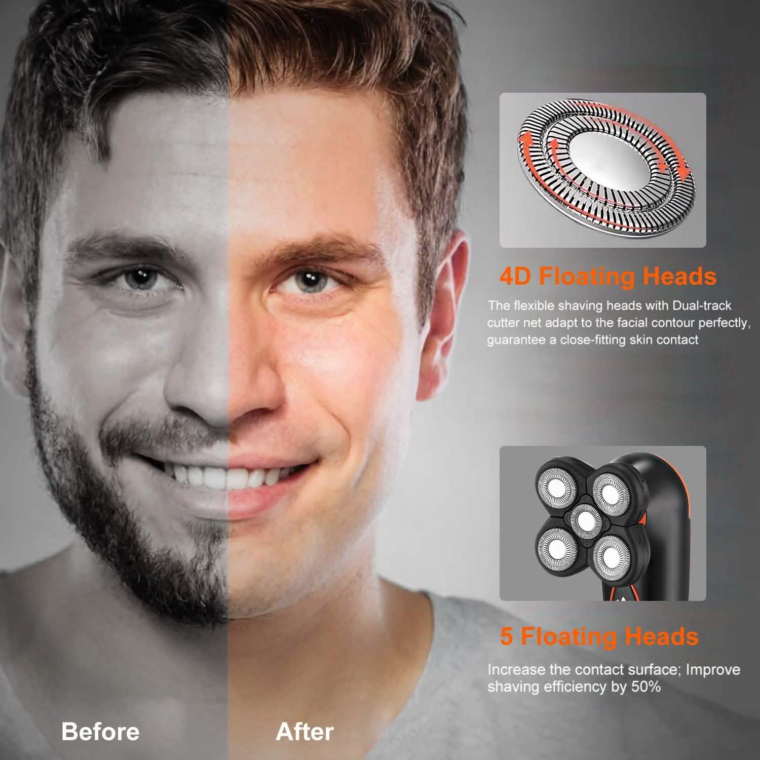 4D Electric Shavers Razor IPX7 Rechargeable Beard Trimmer Men's Grooming - Tophatter Daily Deals