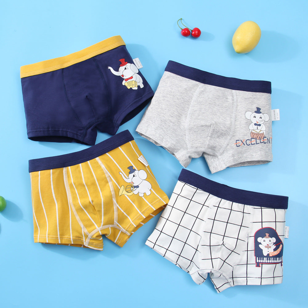 Boys Cartoon Cotton Boxer Shorts Suit Music Elephant 0 - Tophatter Daily Deals