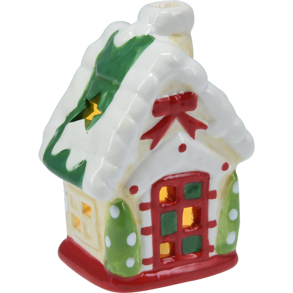 Ceramic LED Christmas House | Light Up House Christmas Village Ornament - 11cm LED Light - Tophatter Daily Deals