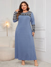 Honey Plus Size Printed Round Neck Long Sleeve Dress Casual Dresses - Tophatter Daily Deals