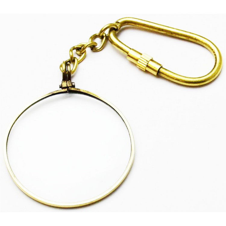 Real Brass 40MM Magnifying Glass KeyChain Key Ring - TOPHATTER'S ARMORY DEALS Collectible Weapons - Tophatter Daily Deals
