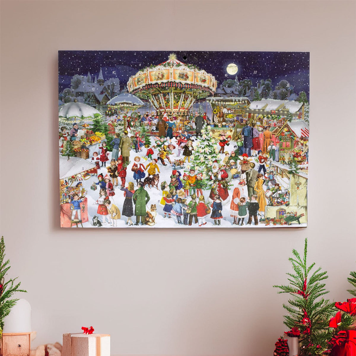 Christmas Market Advent Calendar | Traditional Advent Calendar - 42x29.5cm Advent Calendar - Tophatter Daily Deals