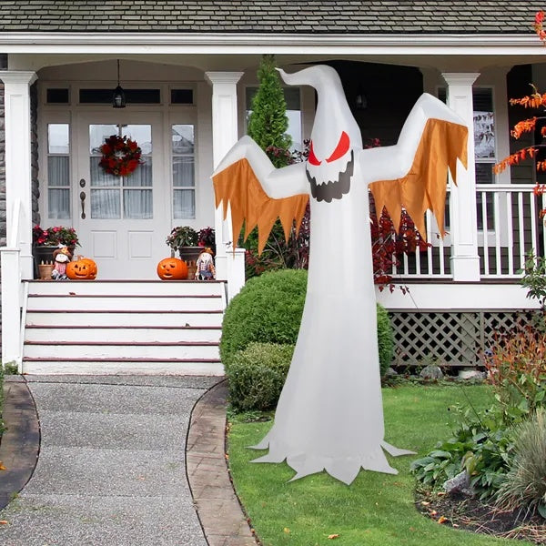 Inflatable 12ft Ghost LED Flames Flashing Eyes Halloween 3D Changing Face Moving Picture Frame - Tophatter Daily Deals