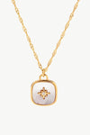 Inlaid Shell Square Pendant Necklace Gold One Size Necklaces - Tophatter Daily Deals