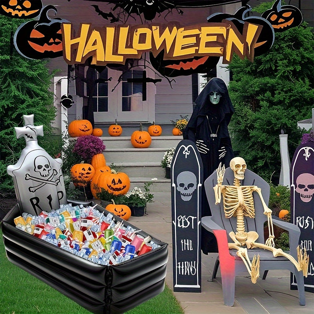 Tombstone Halloween Decoration with Pirate Skull Halloween - Tophatter Daily Deals
