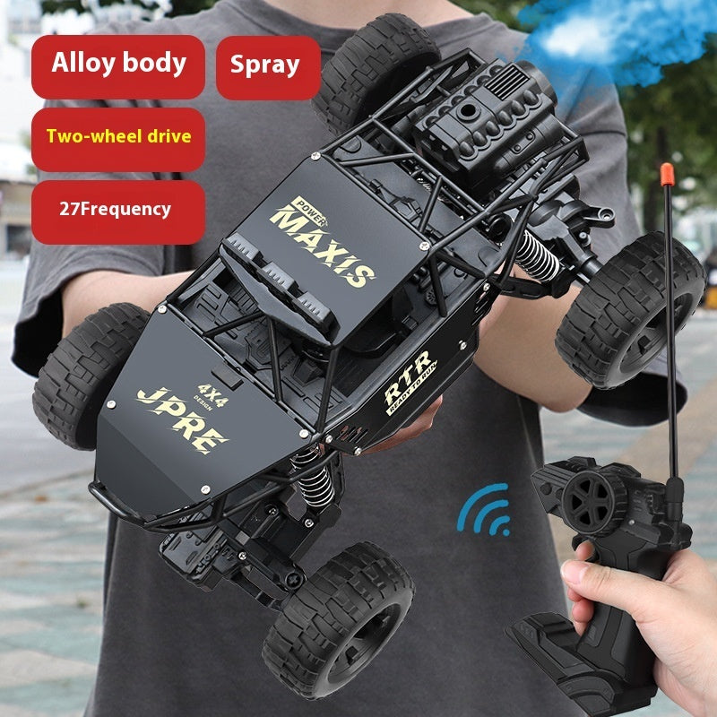 Alloy Remote Control Off-road Vehicle Four-wheel Climbing Rechargeable Racing Car Black 21cm Spray 0 - Tophatter Daily Deals