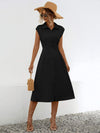 Button Up Cap Sleeve Midi Dress Casual Dresses - Tophatter Daily Deals