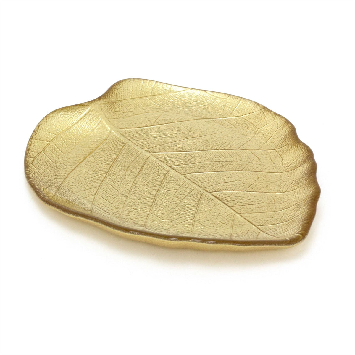 Gold Glass Leaf Trinket Dish | Botanical Vanity Plate Trinket Tray - 18x16cm Trinket Tray - Tophatter Daily Deals