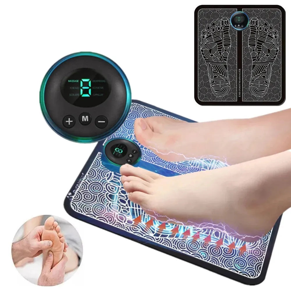 Experience Ultimate Pain Relief & Foot Comfort: EMS Stimulator Massager Foot Mat with 8 Modes and 19 Intensity Levels Foot Massagers - Tophatter Daily Deals