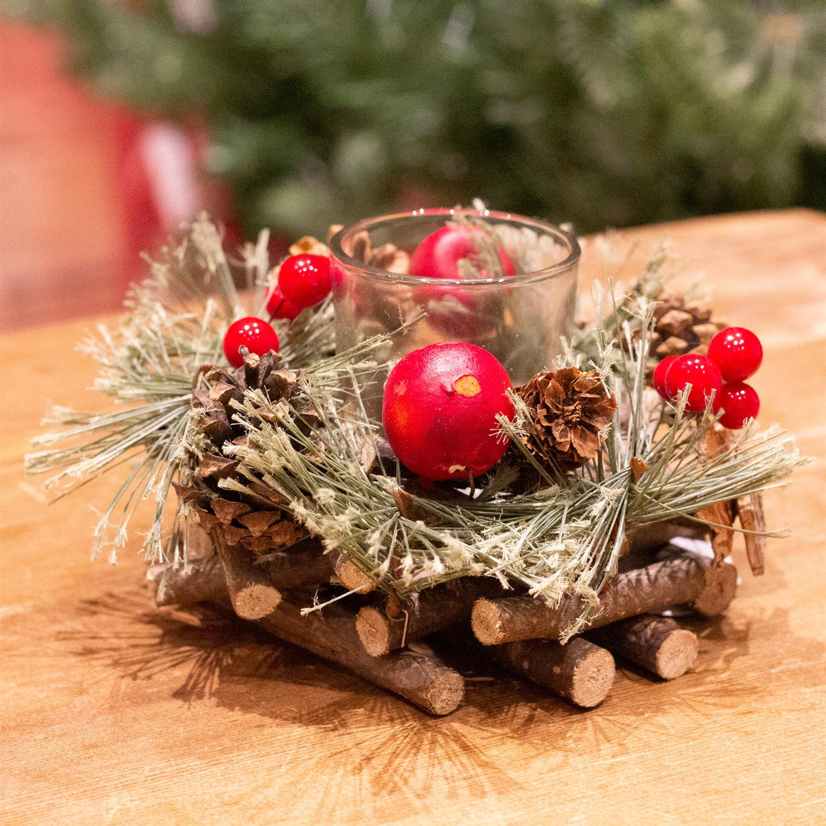 Handcrafted Christmas Tealight Candle Holder ~ Xmas Table Centrepiece Candle Holder - Tophatter Daily Deals