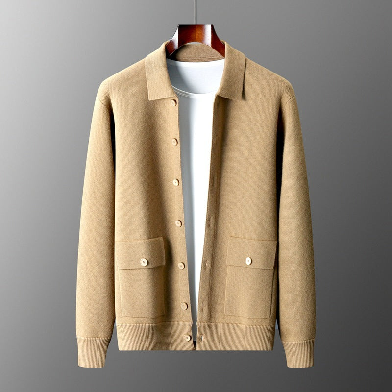 Warm Classic Men's Polo Cardigan - Wool, Button, Autumn 3D Changing Face Moving Picture Frame - Tophatter Daily Deals