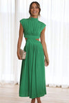 Cutout Mock Neck Sleeveless Ruched Dress Mid Green Cocktail Dresses - Tophatter Daily Deals