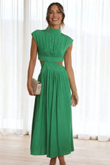 Cutout Mock Neck Sleeveless Ruched Dress Cocktail Dresses - Tophatter Daily Deals