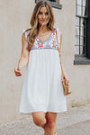 Ruffled Geometric V-Neck Sleeveless Dress Casual Dresses - Tophatter Daily Deals